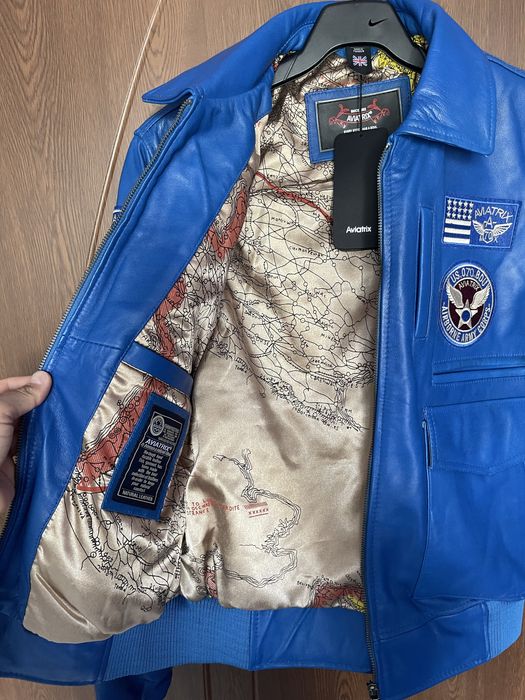 Мъжко Синьо Кожено Яке Aviatrix Пилотско Естествена Кожа Nike Jordan