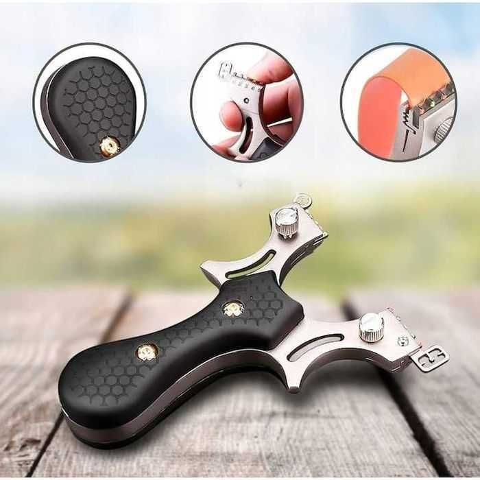 Praștie din otel inoxidabil,arc puternic,50 bile,2 curele,nouă