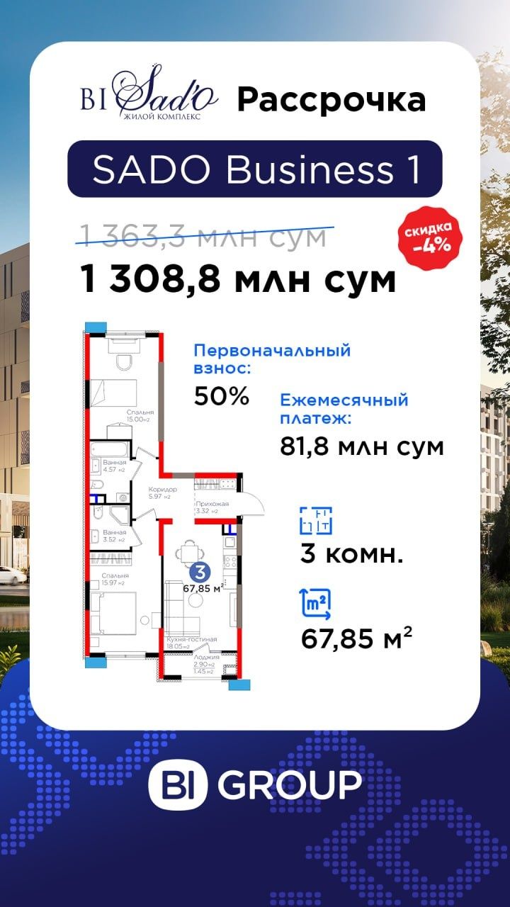 BI Group Sad'o – квартира Вашей мечты. Корзинка Авиатор 1,2,3,4 ком