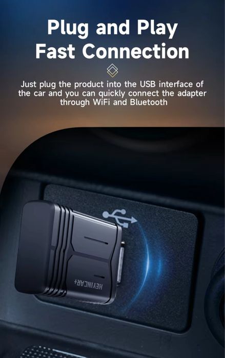 2024 HEYINCAR Wireless CarPlay Android Auto Wireless Adapter