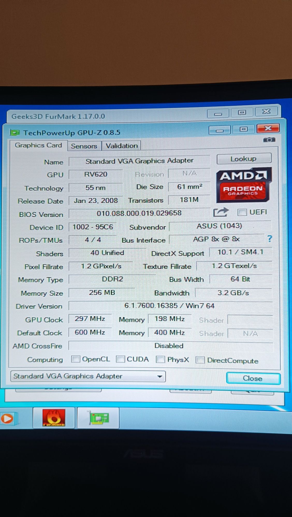 Placă video Asus Radeon HD 3450, 256 MB, AGP | retro | de colectie |