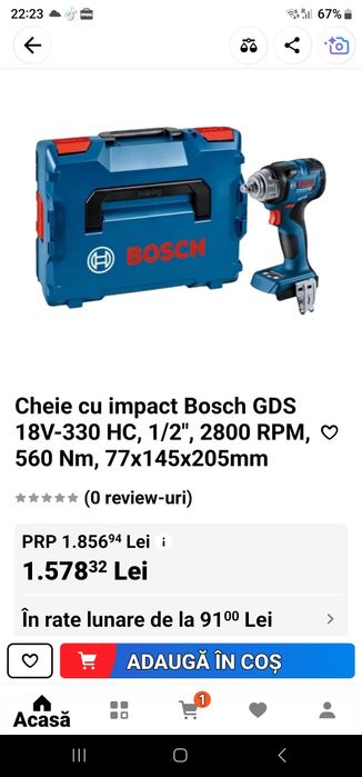 BOSCH GDS 18V-330 HC 1/2 chieie impact