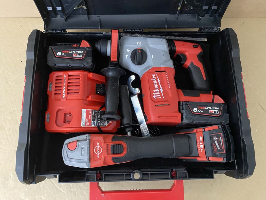 Milwaukee M18 set rotopercutor si polizor unghiular fabricatie 2023