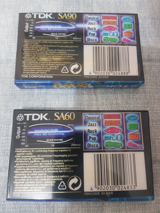 Casete TDK SA TYPEII 90 + cutie de depozitare pentru 12 casete