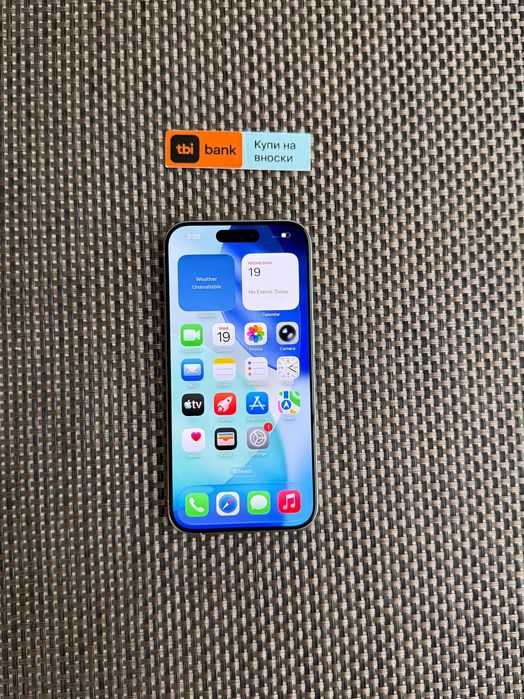 НОВ! 100% БАТЕРИЯ Phone 15 Pro Лизинг от 56лв/м White Titanium 128Gb