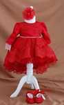 Rochie eleganta rosie / botez cu trena, bentita si botosei- 6-9 luni,