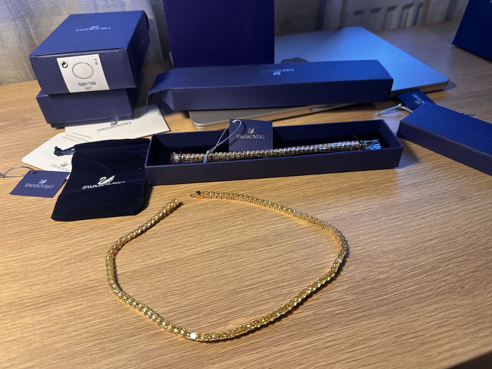Set Colier si bratara Swarovski matrix tennis gold