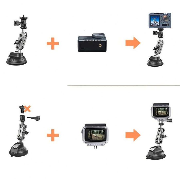 Ventuza metalica cu prindere camere actiune GoPro Insta360 DJI Osmo