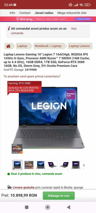 Laptop gaming Lenovo Legion 7