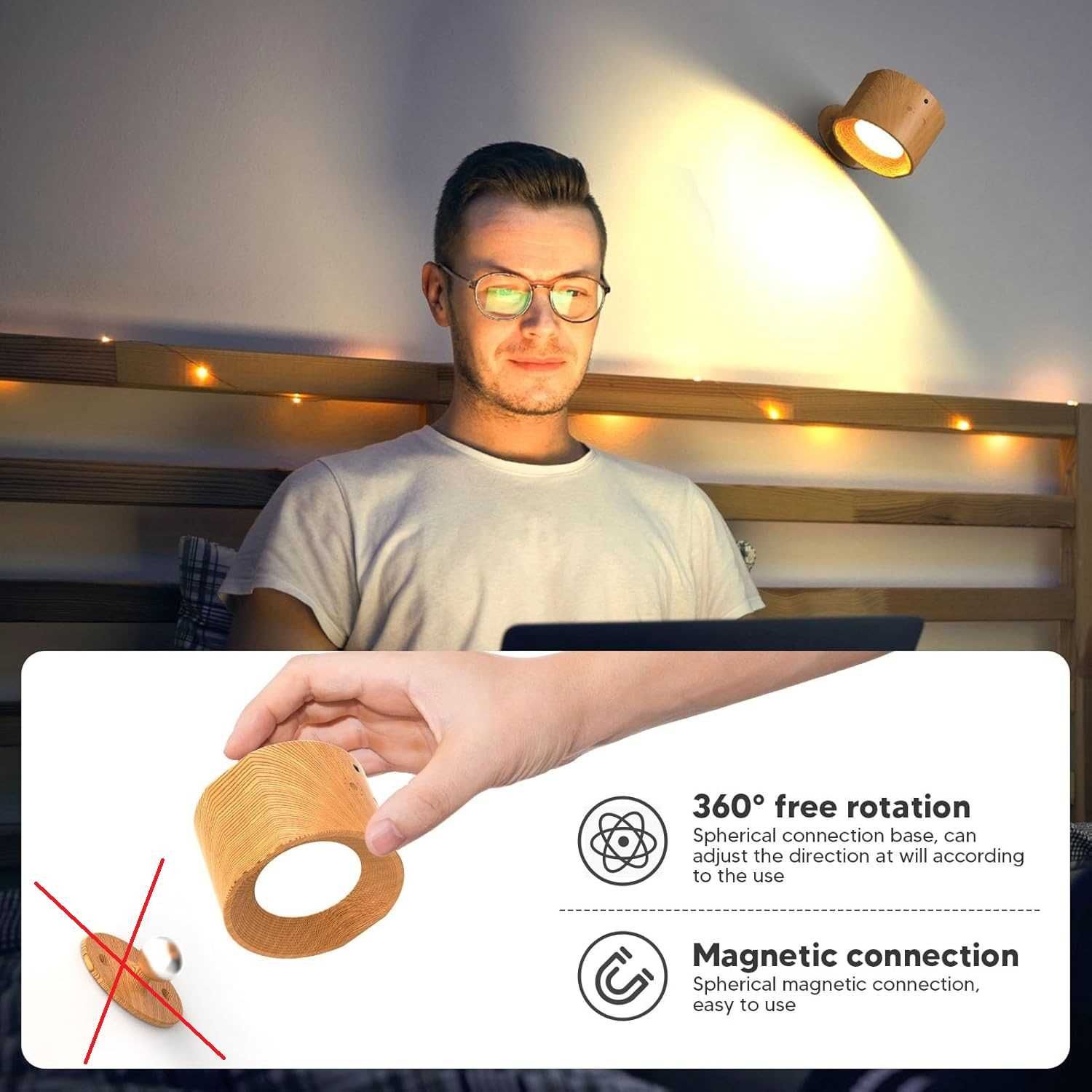 НОВА! Безжична LED стенна лампа с батерия, RGB