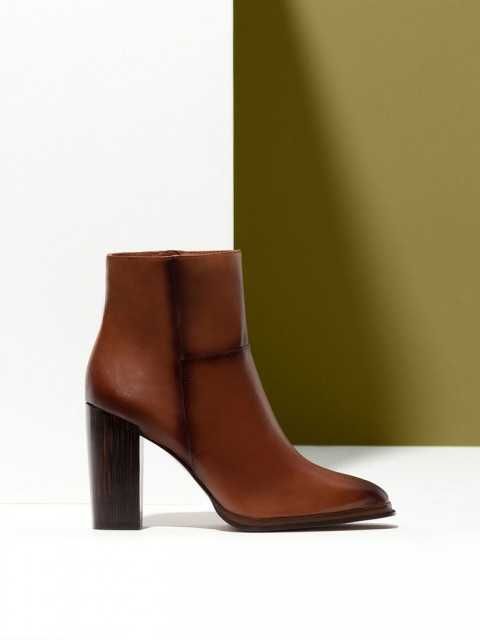 Botine Massimo Dutti, piele naturala, maro, toc bloc, mar.40