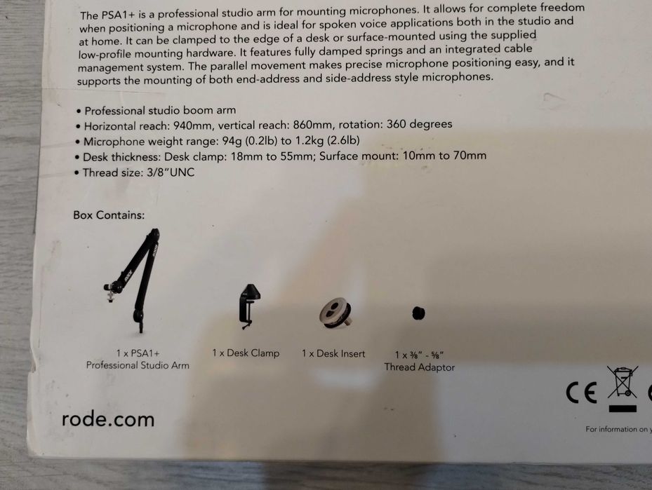 RØDE PSA1+ Professional Studio Boom Arm - stare impecabilă