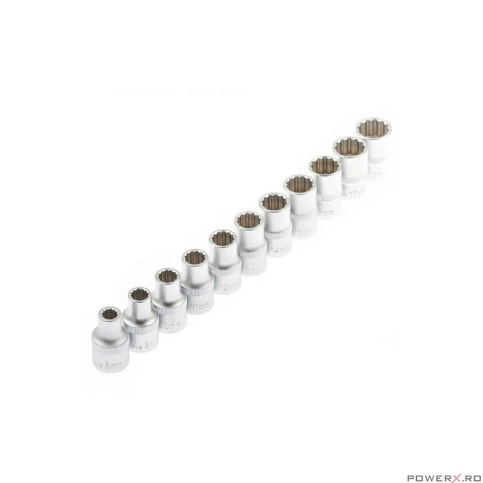 Trusa set 12 chei tubulare 1/2" 8-35 mm, 12 colturi, spline, Asta