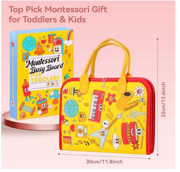 Mapa cu activitati pentru copii Montessori Busy Board for Toddlers