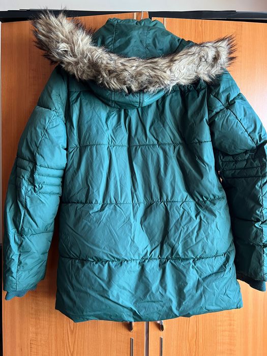 Geaca Geox copii unisex verde cu gluga blana