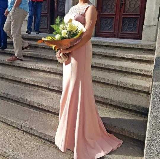 Дълга официална рокля розова