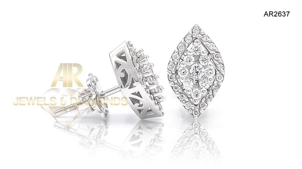 Cercei Aur Alb 18 K cu diamante model nou deosebit AR JEWES(AR2637)