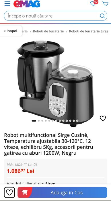 Robot multifunctional Sirge Cusinè, Temperatura ajustabila 30-120°C,