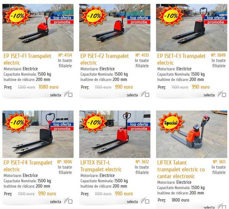 transpaleta electrica liza pentru depozit Discount