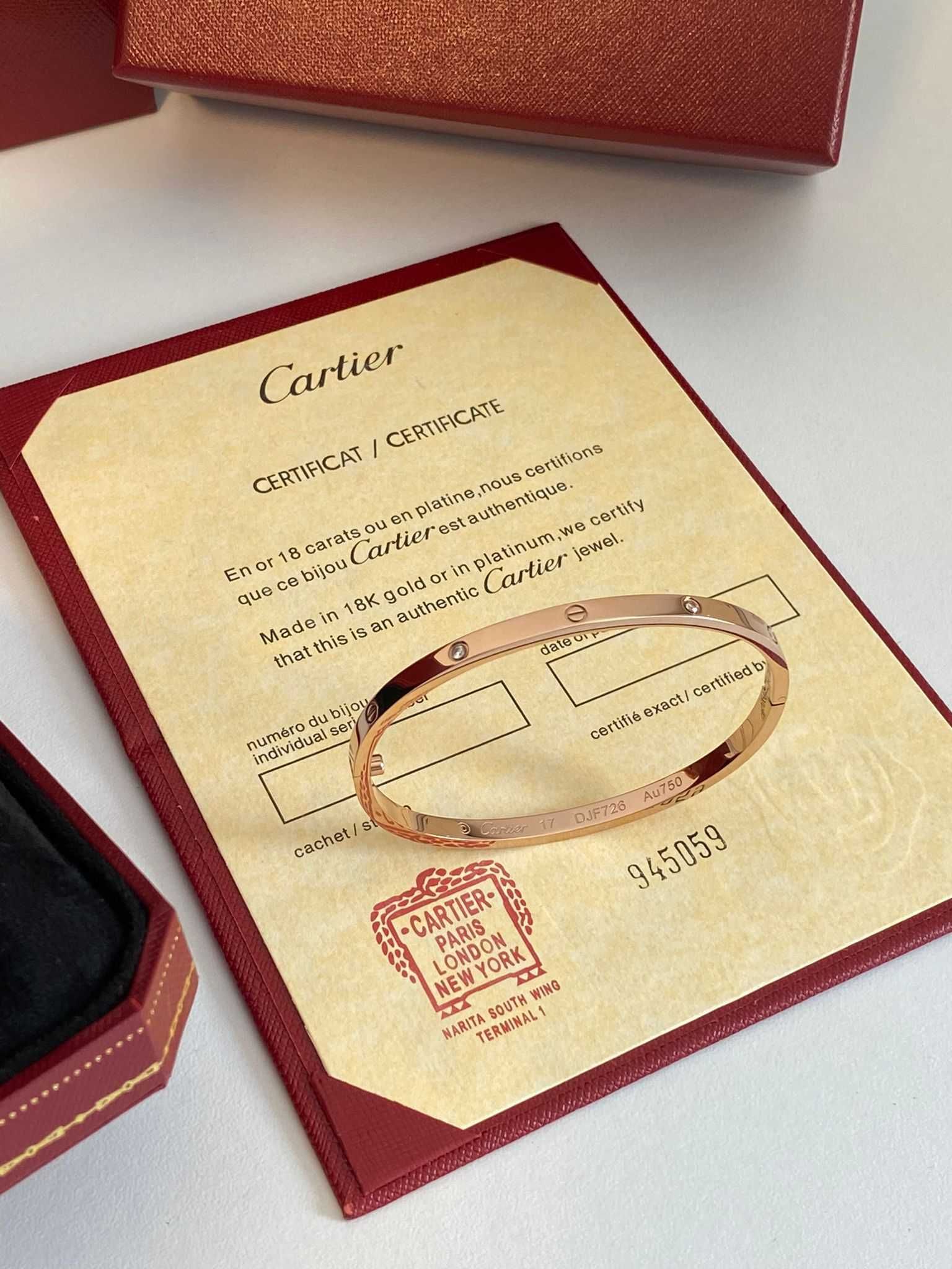 Brățară Cartier LOVE Slim 17 Rose Gold 750 Diamond cu Cutie