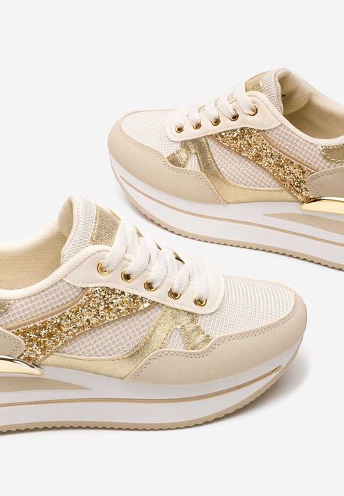 Sneakers cu platformă Camora bej auriu wedge