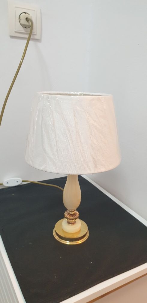 Lampa veioza vintage colectie alabastru alama Italia 1950