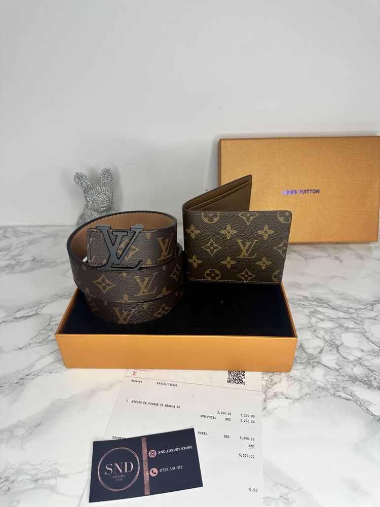 Set Curea + portofel Louis Vuitton piele canvas 100% cutie inclusă