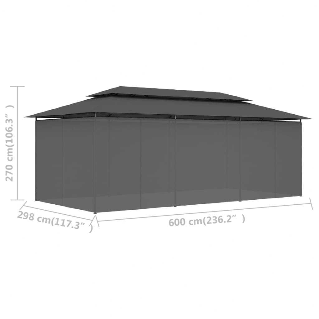 Pavilion/Foisor/Cort de gradina/terasa cu perdele 3×6 m Gri ESCORIAL