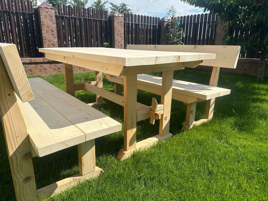 Set din lemn pentru grădină/ terasă/ foișor/ umbrar