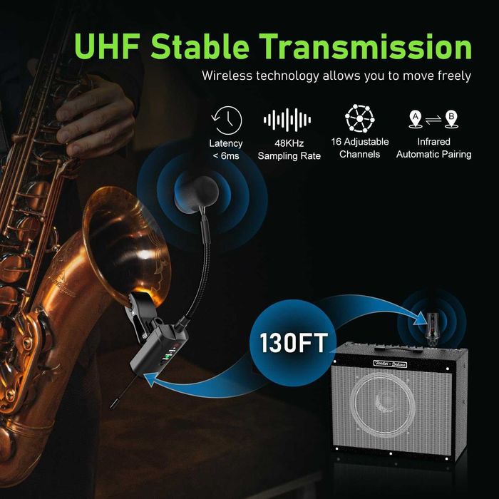 Wireless microfon UHF ACEMIC ST-5 pentru saxofon trompetă trombon