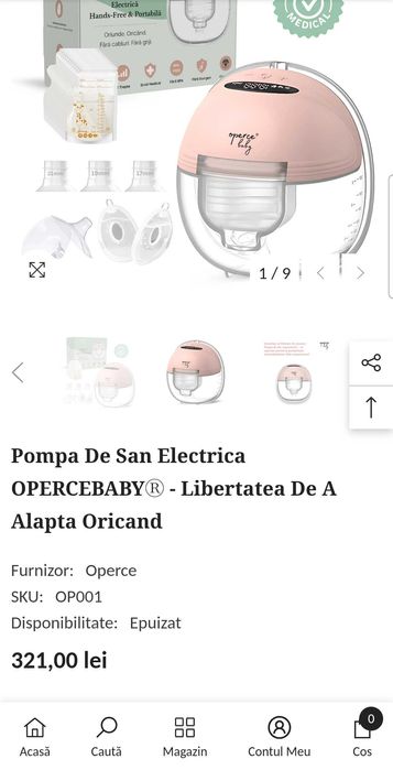Pompa de sân electrică portabilă, hands-free OPERCEBABY