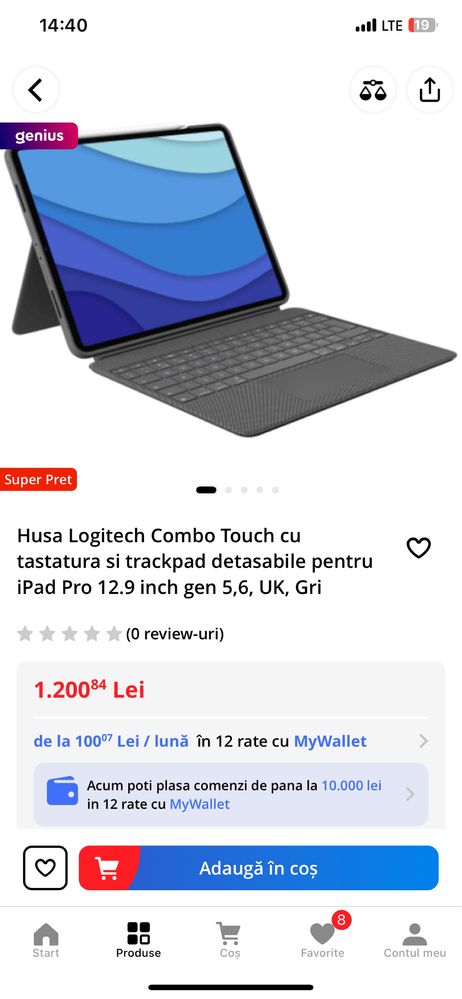 Logitech Combo Touch pentru iPad PRO 12.9 inch