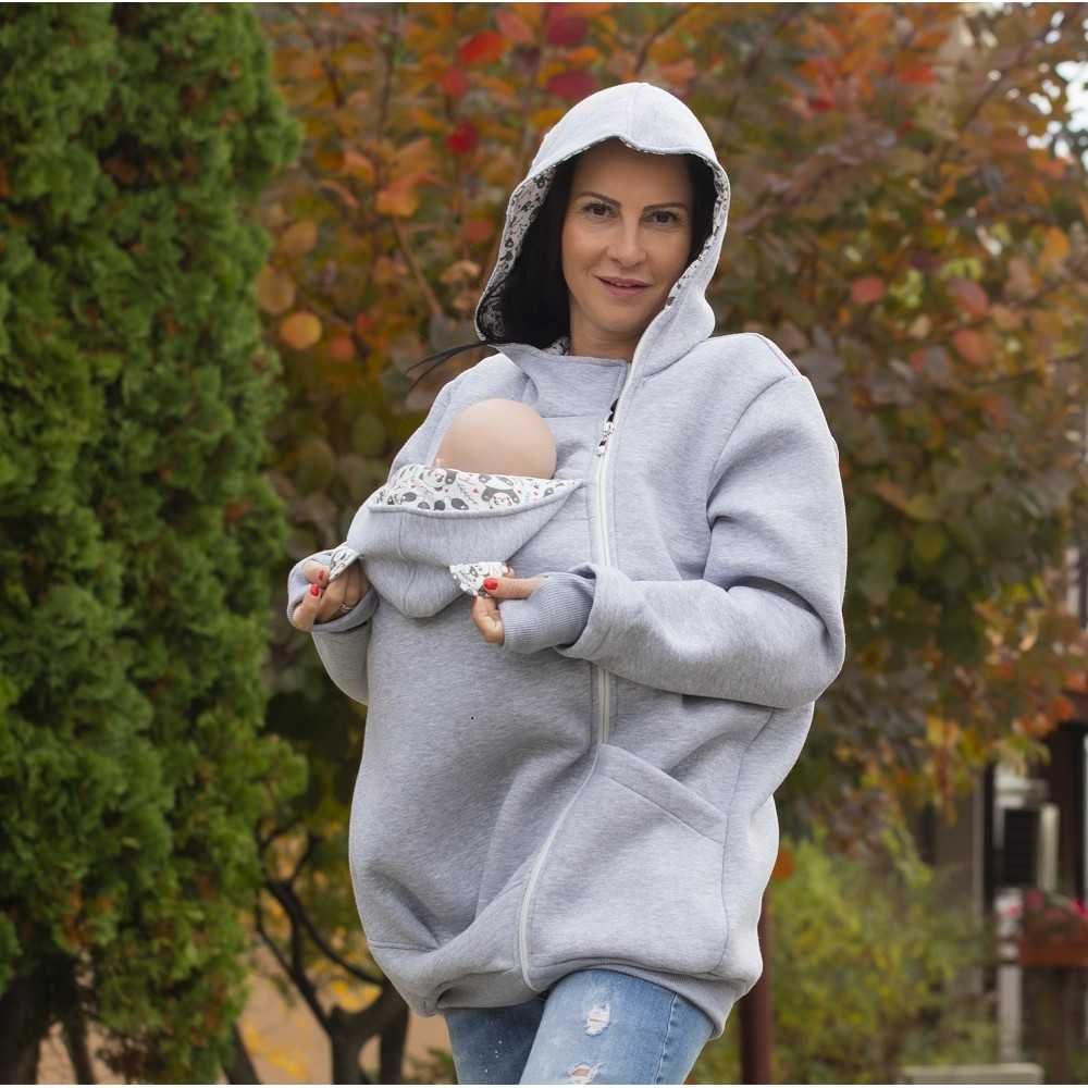 Разпродажба | Памучен суитшърт за бебеносене Simply - GREY PANDA