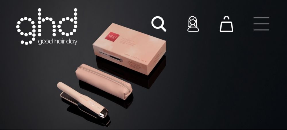 GHD unplugged cordless hair styler in pink peach