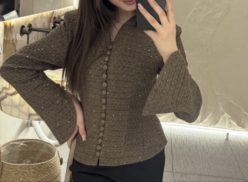 Твидовый пиджак женский размер S