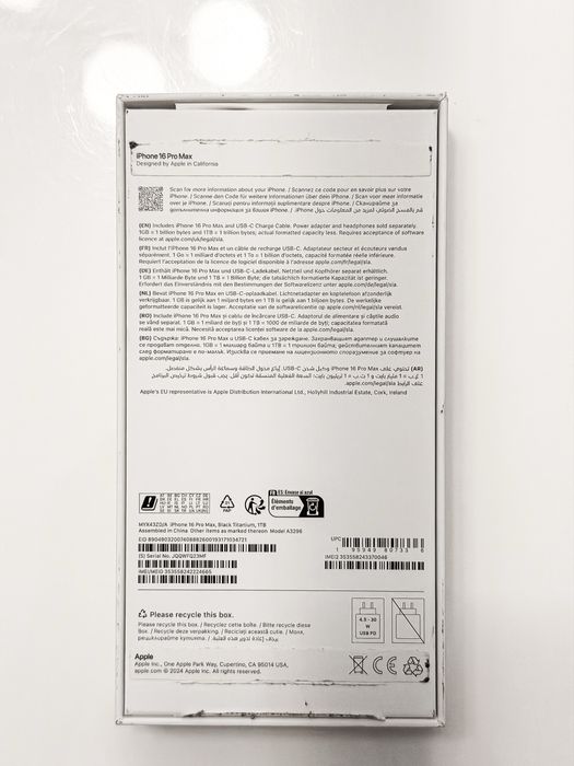 Vând iPhone 16 Pro Max Black Titanium 1TB, în garanție