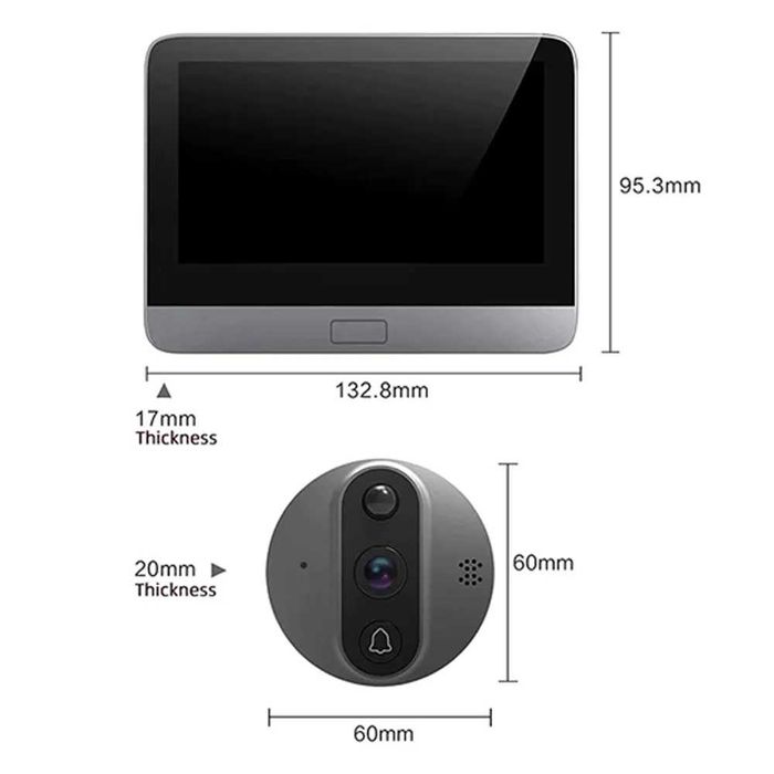 Sonerie video inteligenta WiFi cu unitate interioara LCD, card 32Gb