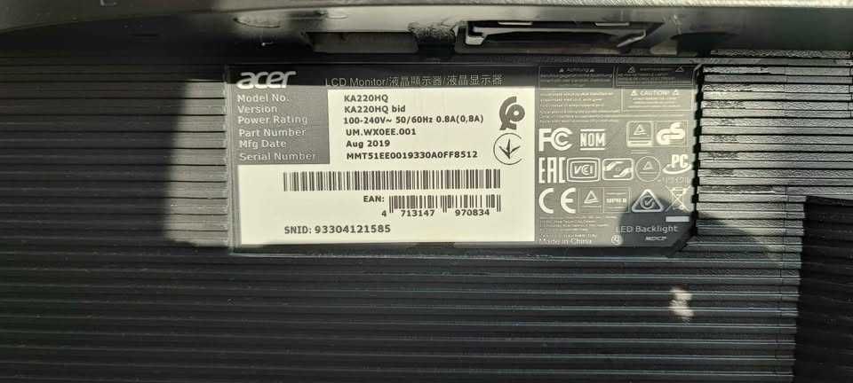 Monitor 21.5" Acer KA220HQbid - UM.WX0EE.001