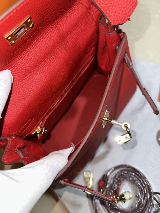Geanta Hermes Kelly 25cm Red/accesorii gold