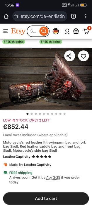 Genti laterale Harley Davidson Skull Leather Hand Crafted Brown