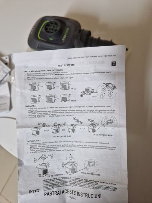 Pompa Intex Quick Fill pe baterii