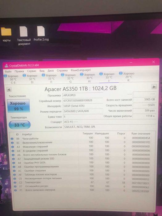 SSD Диск 1 TB Apacer AS350X в идеале