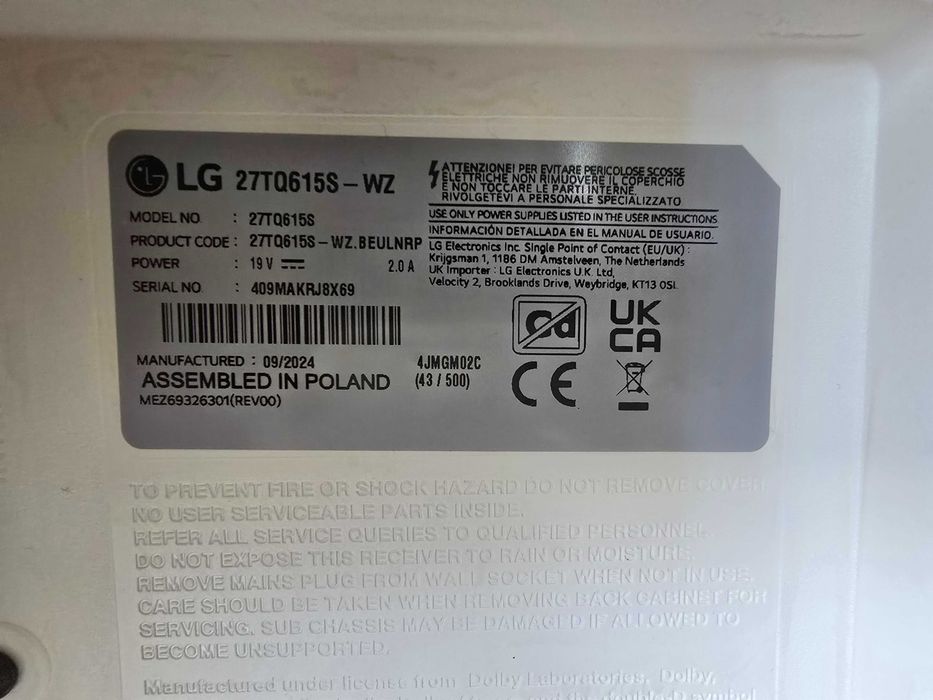 MONITOR PC/LED Smart LG  TV ALB cod 27TQ615S-WZ, Full HD, 68 cm