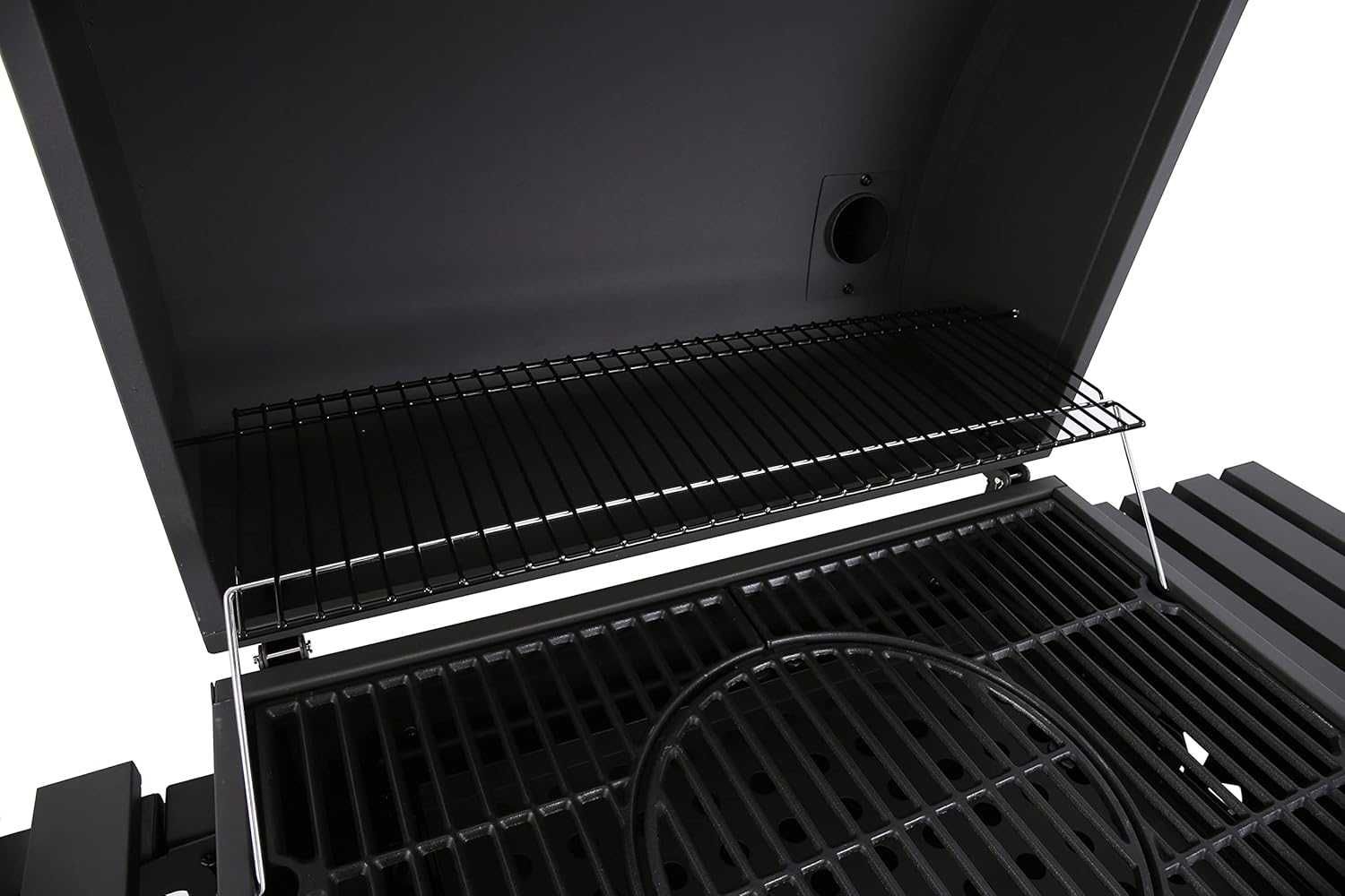 Gratar profesional XXL cu grill de fonta, cenusar, roti, termometru et