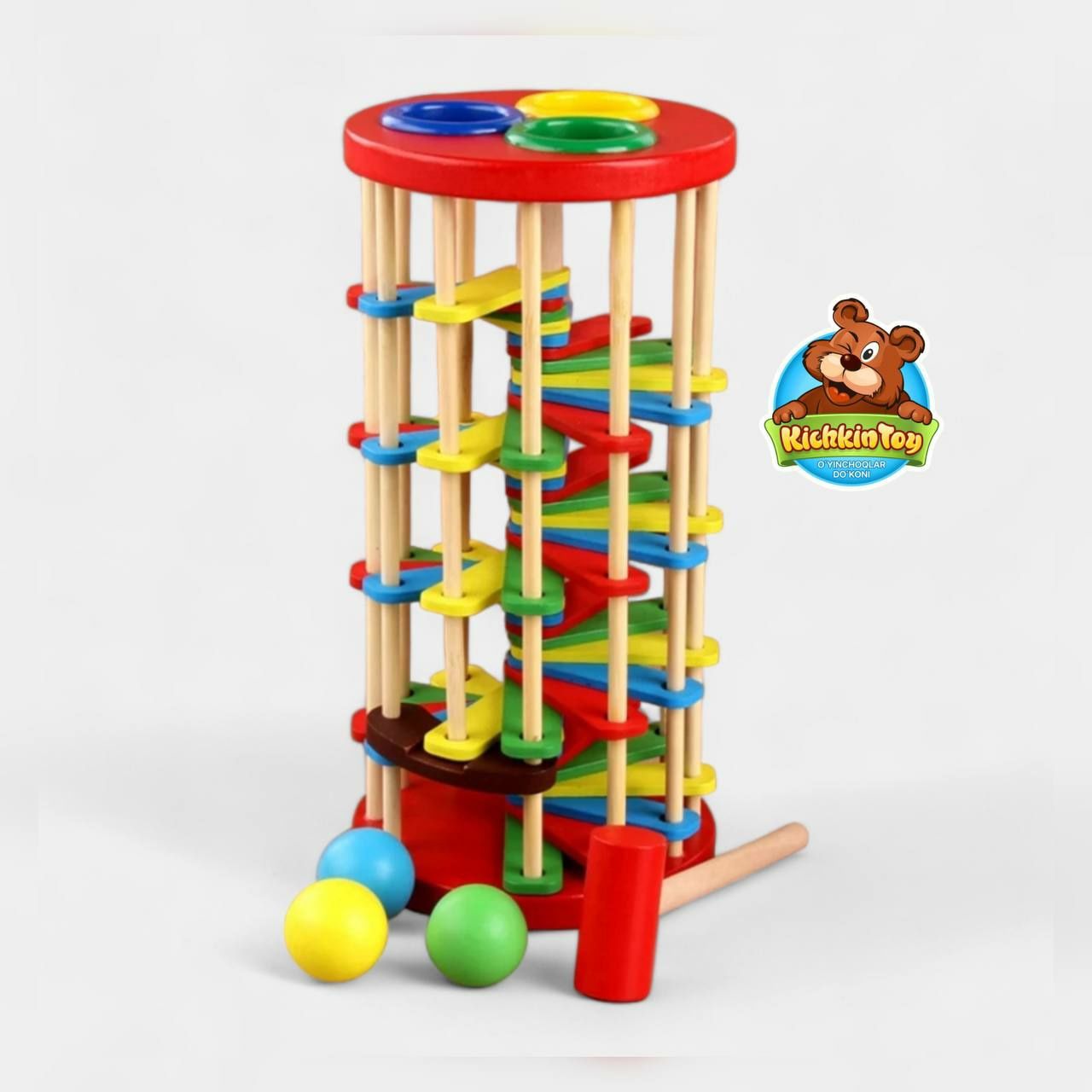 ДетсКая деревянная игрушка с вращающимся шариком