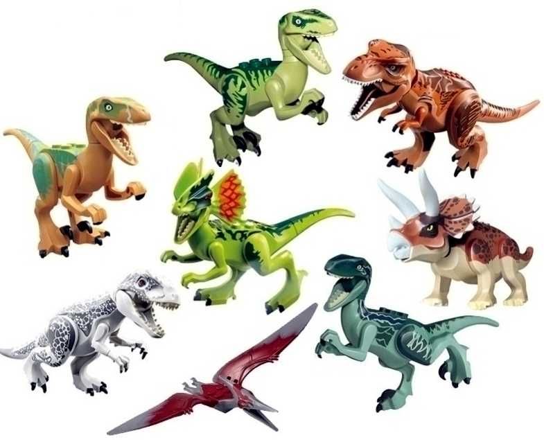 Set 8 Dinozauri de 10-12cm tip Lego Jurassic World cu Indominus Rex