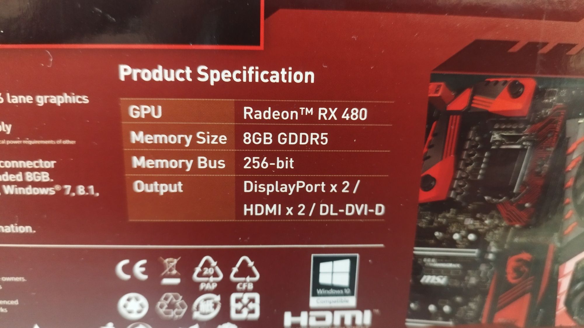 Видео карта MSI RX480 8GB