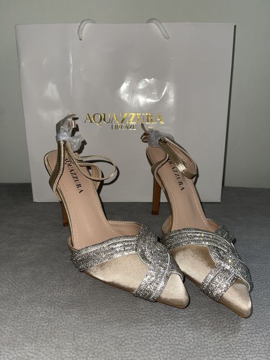 aquazzura сатенени беж бежови обувки нюд лъскави сребърни ток остри
