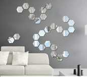 Set Oglinzi Design Hexagon - Oglinzi Decorative Acrilice Silver 29 buc