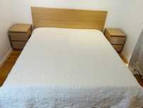 Pat IKEA si 2 comode MALM - furnir stejar alb 180/200